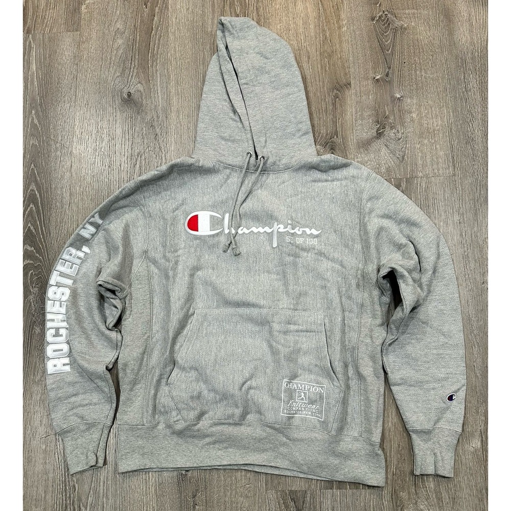 Champion Hoodie Men's L Gray Reverse Weave Knickerbocker Knitting Mills Hoodie